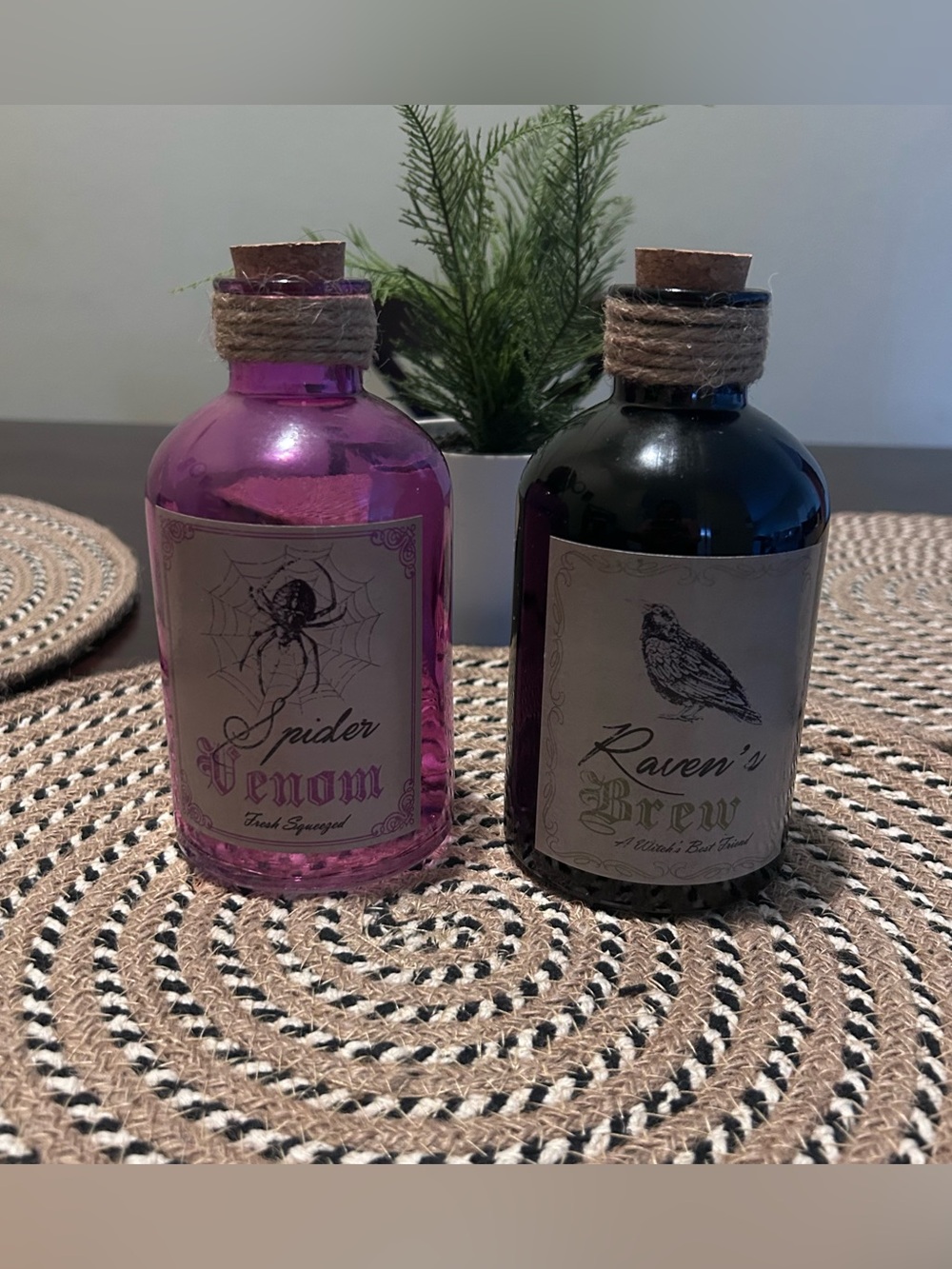Set of 2 Glass Halloween
Potion Bottles 7" Tall